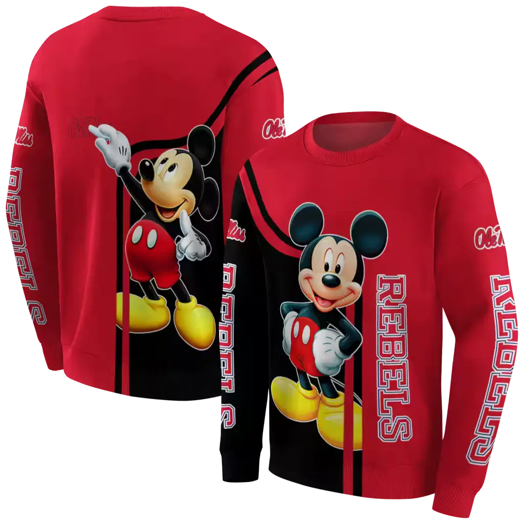 ole miss rebels mickey mouse red black hoodie premium grade ole miss rebels mickey mouse red black hoodie premium grade