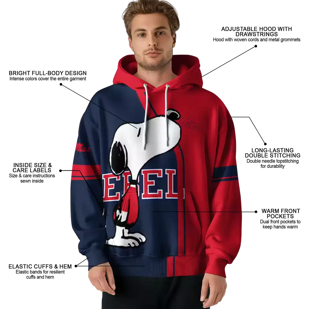 ole miss rebels playful snoopy red hoodie latest model ole miss rebels playful snoopy red hoodie latest model