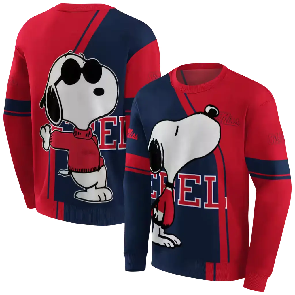 ole miss rebels playful snoopy red hoodie premium grade ole miss rebels playful snoopy red hoodie premium grade