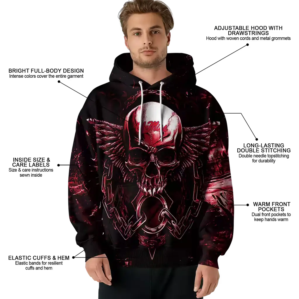 ole miss rebels skull artwork red black hoodie latest model ole miss rebels skull artwork red black hoodie latest model