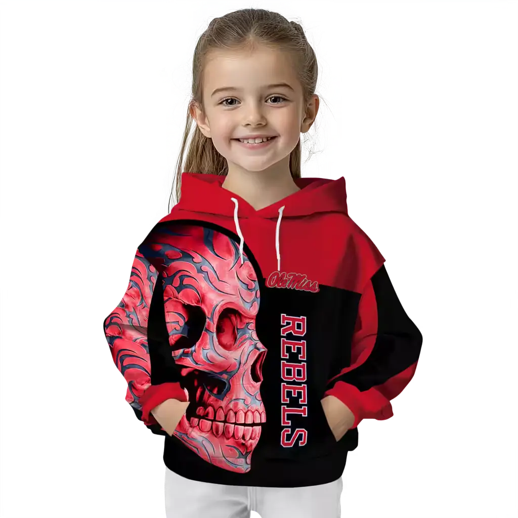 ole miss rebels skull motif red black hoodie top rated ole miss rebels skull motif red black hoodie top rated