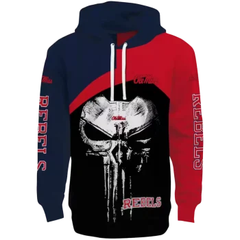 ole miss rebels skull punisher blue black hoodie best selling