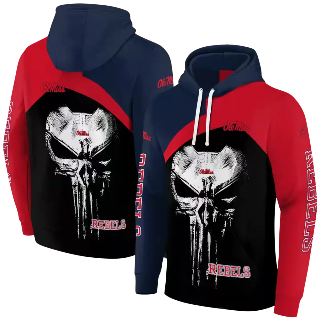ole miss rebels skull punisher blue black hoodie fashion forward ole miss rebels skull punisher blue black hoodie fashion forward