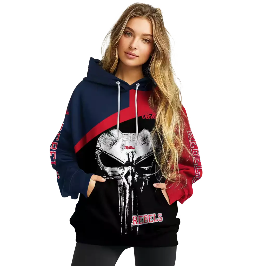 ole miss rebels skull punisher blue black hoodie high quality ole miss rebels skull punisher blue black hoodie high quality