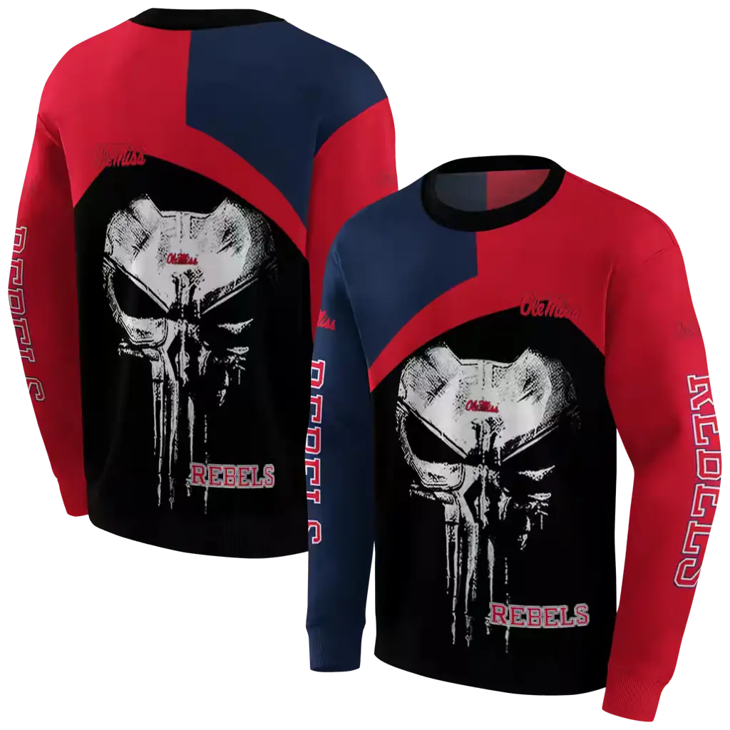 ole miss rebels skull punisher blue black hoodie premium grade ole miss rebels skull punisher blue black hoodie premium grade