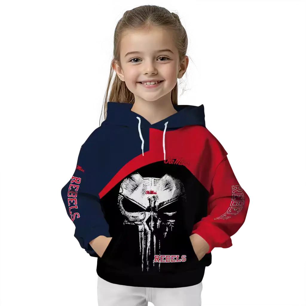ole miss rebels skull punisher blue black hoodie top rated ole miss rebels skull punisher blue black hoodie top rated