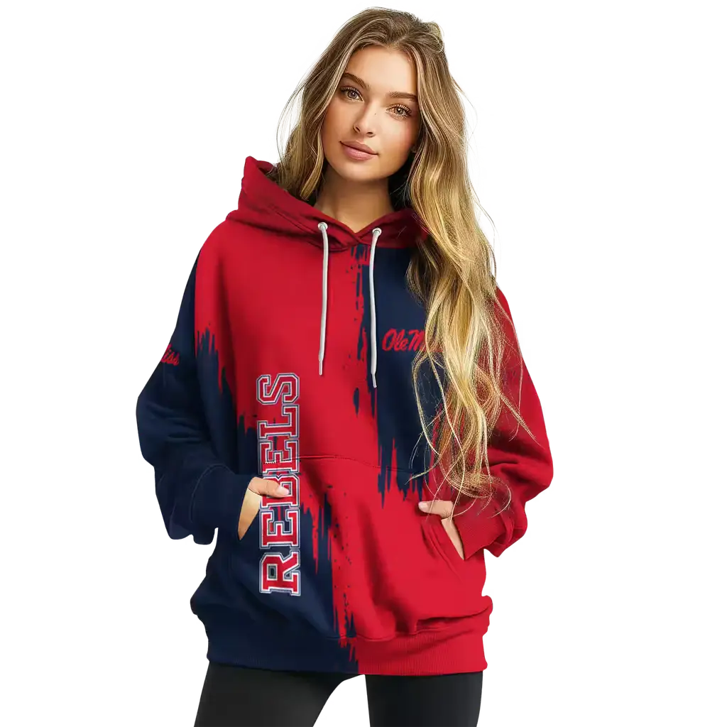 ole miss rebels splatter effect red hoodie high quality ole miss rebels splatter effect red hoodie high quality