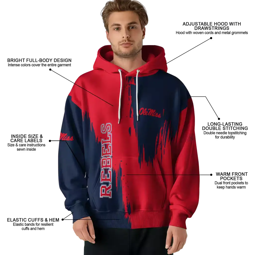 ole miss rebels splatter effect red hoodie latest model ole miss rebels splatter effect red hoodie latest model