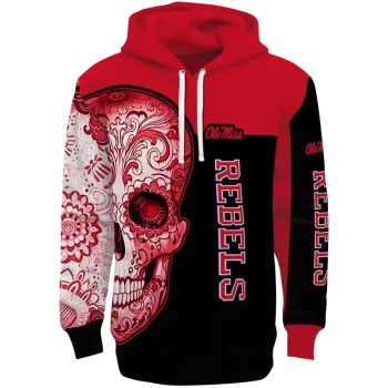 ole miss rebels sugar skull red black hoodie best selling