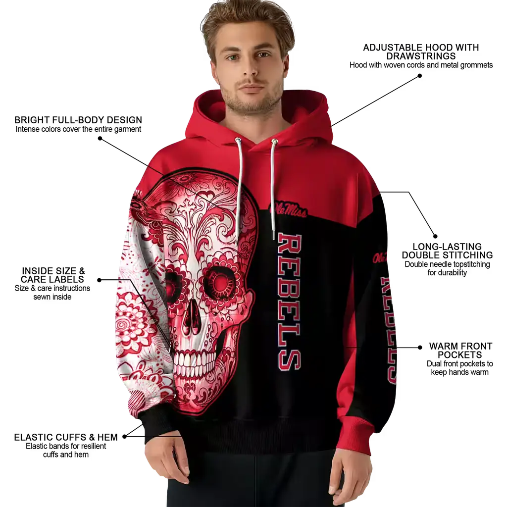 ole miss rebels sugar skull red black hoodie latest model ole miss rebels sugar skull red black hoodie latest model