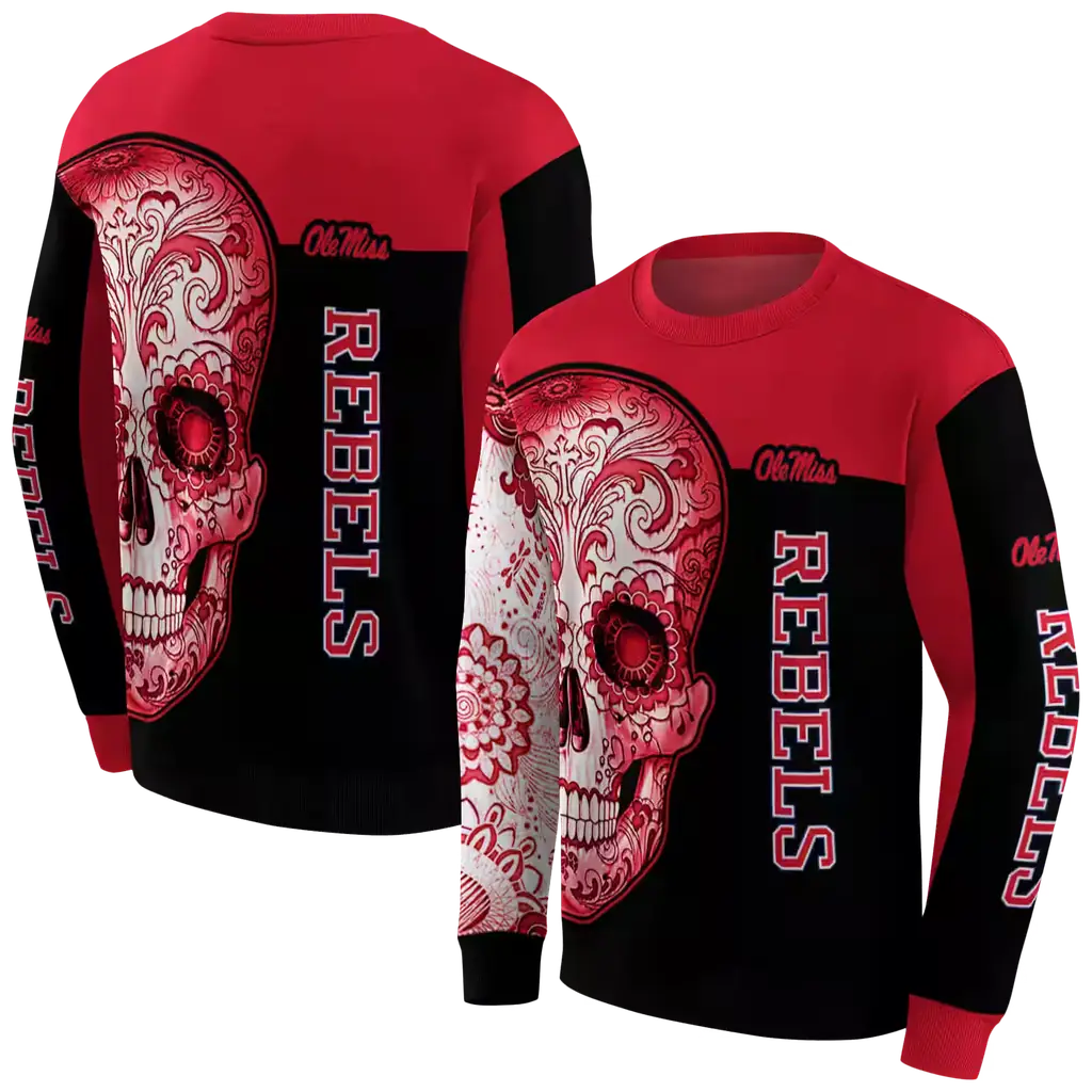 ole miss rebels sugar skull red black hoodie premium grade ole miss rebels sugar skull red black hoodie premium grade
