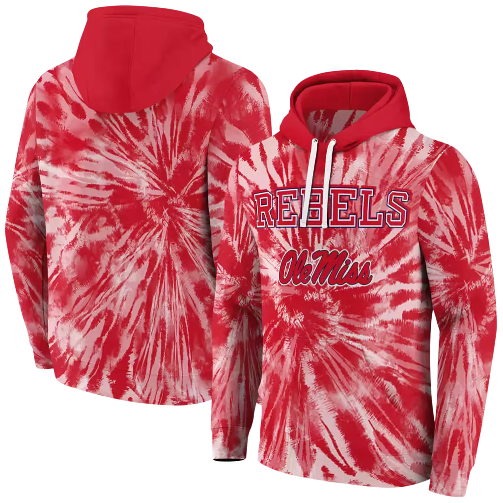 ole miss rebels tie dye pattern red hoodie fashion forward ole miss rebels tie dye pattern red hoodie fashion forward