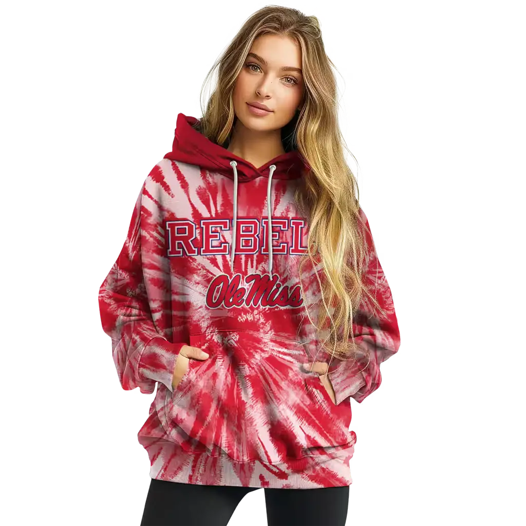 ole miss rebels tie dye pattern red hoodie high quality ole miss rebels tie dye pattern red hoodie high quality