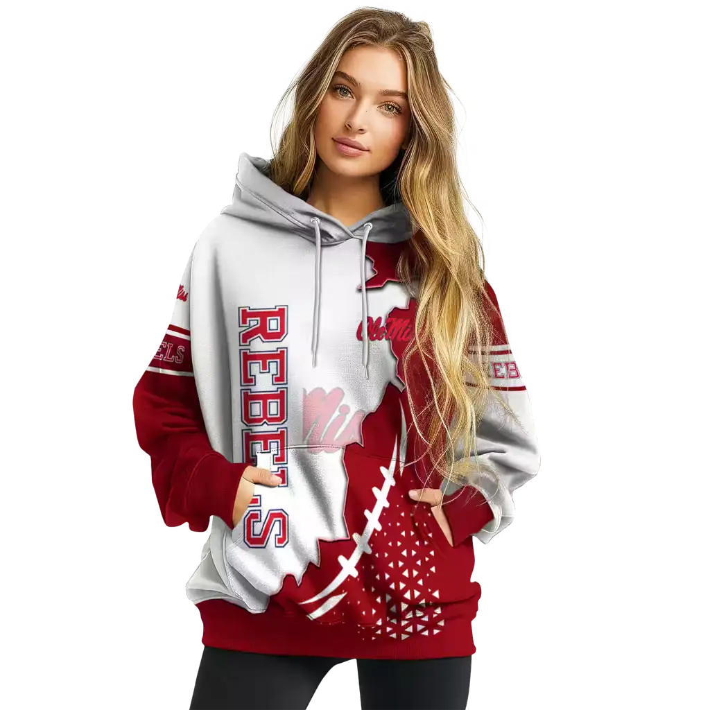 ole miss rebels triangular pattern red white hoodie high quality ole miss rebels triangular pattern red white hoodie high quality