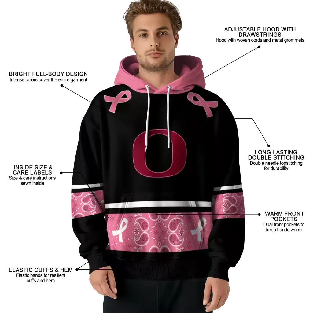 oregon ducks awareness ribbon black pink hoodie latest model oregon ducks awareness ribbon black pink hoodie latest model