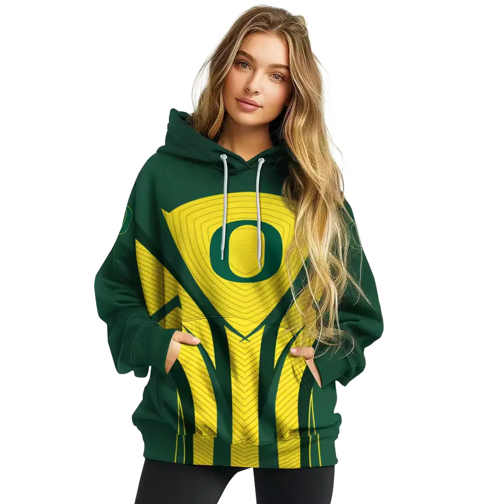 oregon ducks concentric lines green black hoodie high quality oregon ducks concentric lines green black hoodie high quality