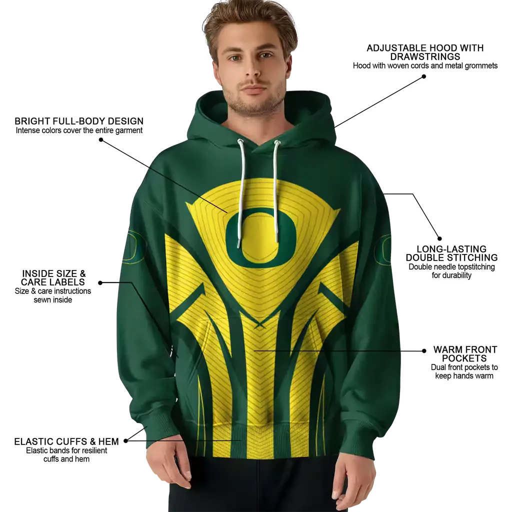 oregon ducks concentric lines green black hoodie latest model oregon ducks concentric lines green black hoodie latest model