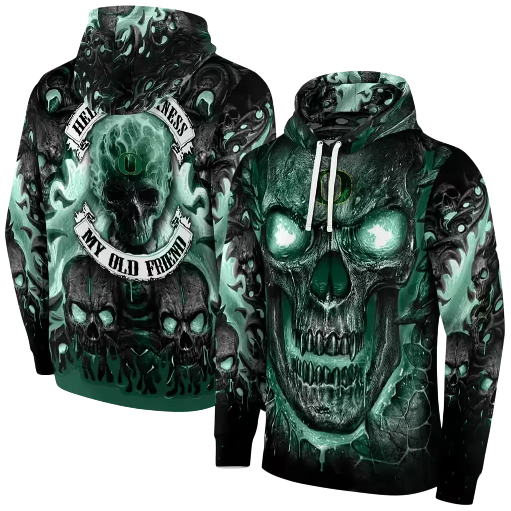 oregon ducks demonic skull green black hoodie fashion forward oregon ducks demonic skull green black hoodie fashion forward