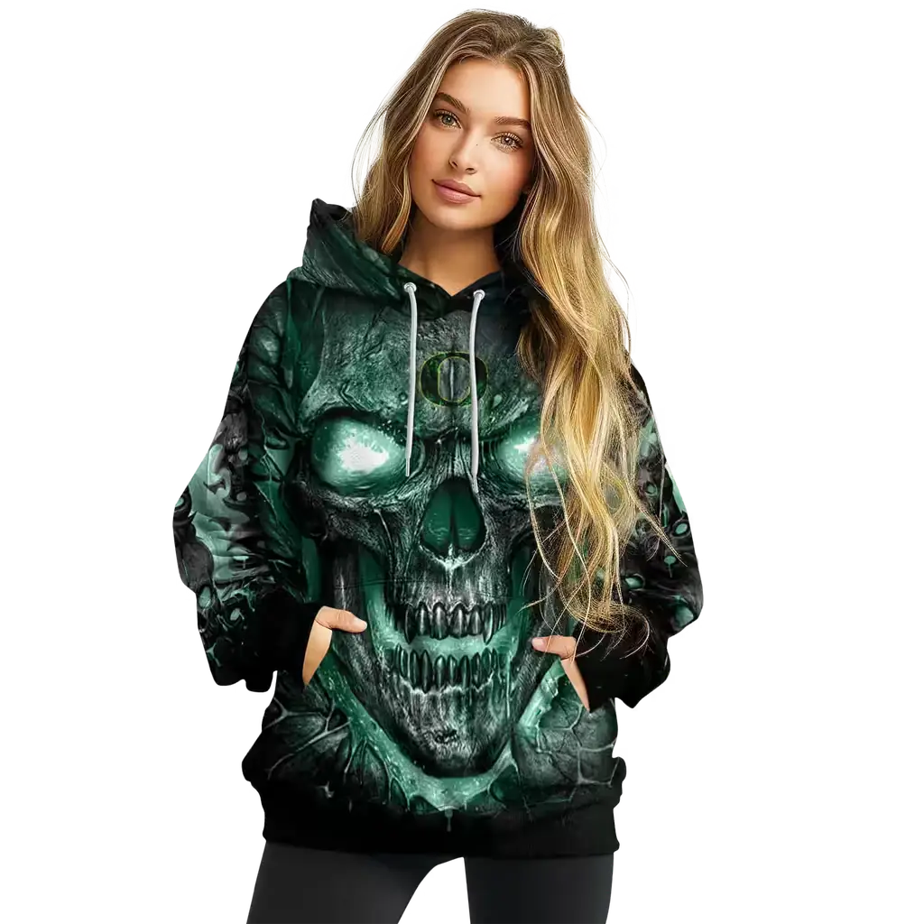 oregon ducks demonic skull green black hoodie high quality oregon ducks demonic skull green black hoodie high quality