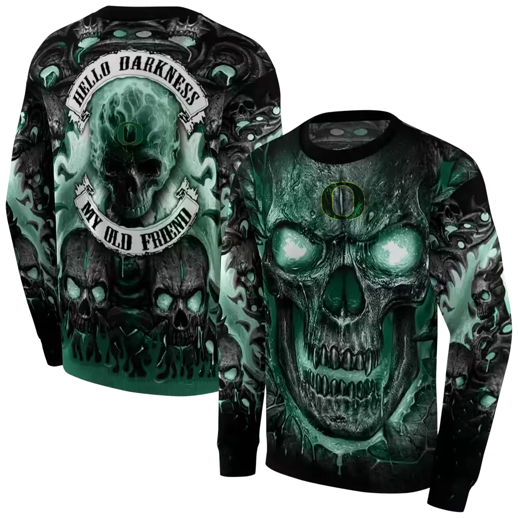 oregon ducks demonic skull green black hoodie premium grade oregon ducks demonic skull green black hoodie premium grade