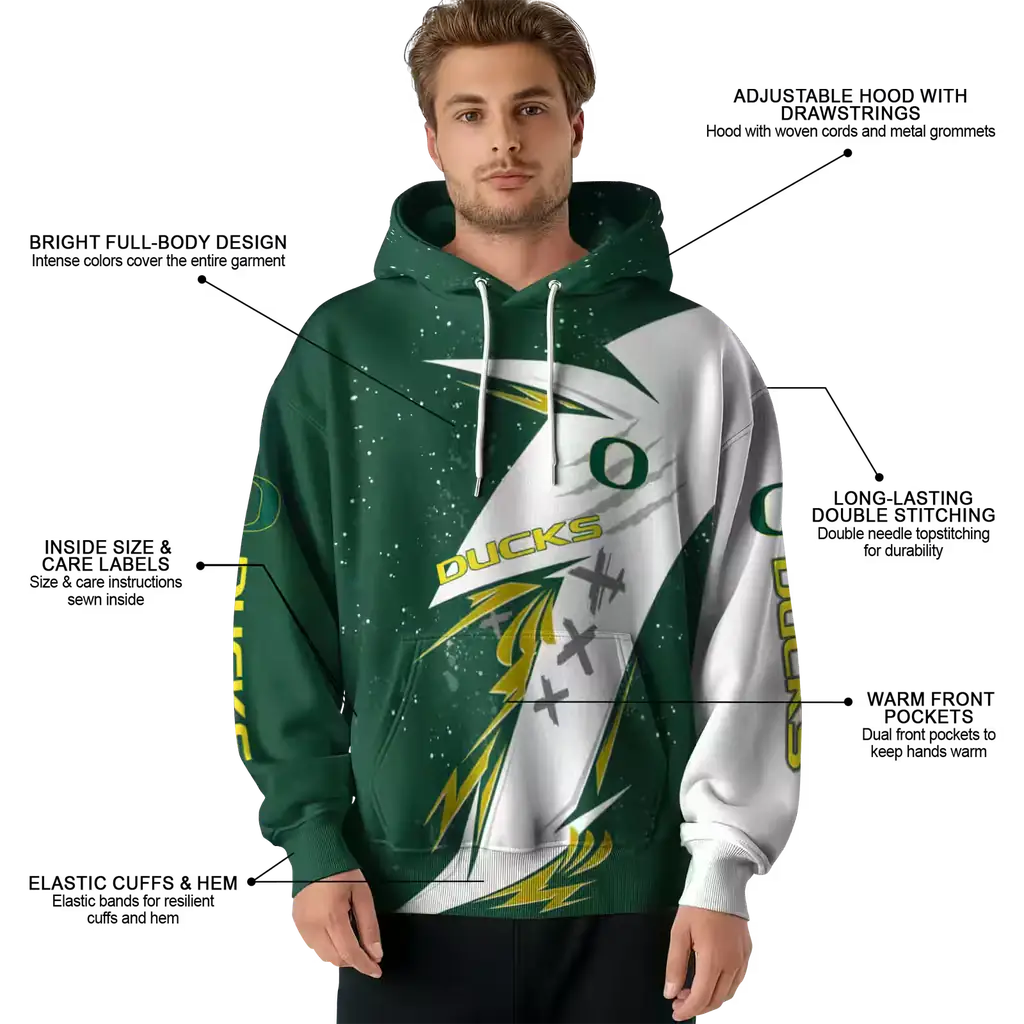 oregon ducks dynamic slash green white hoodie latest model oregon ducks dynamic slash green white hoodie latest model