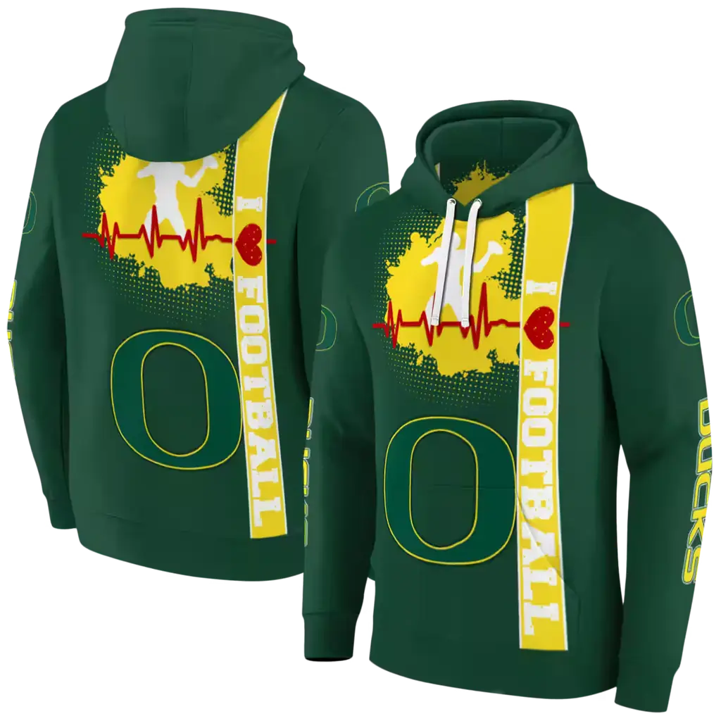 oregon ducks football heartbeat green hoodie fashion forward oregon ducks football heartbeat green hoodie fashion forward