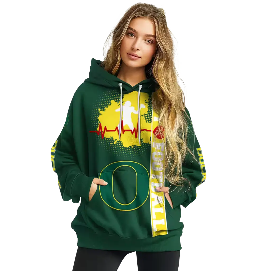 oregon ducks football heartbeat green hoodie high quality oregon ducks football heartbeat green hoodie high quality