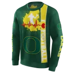 oregon ducks football heartbeat green hoodie best selling
