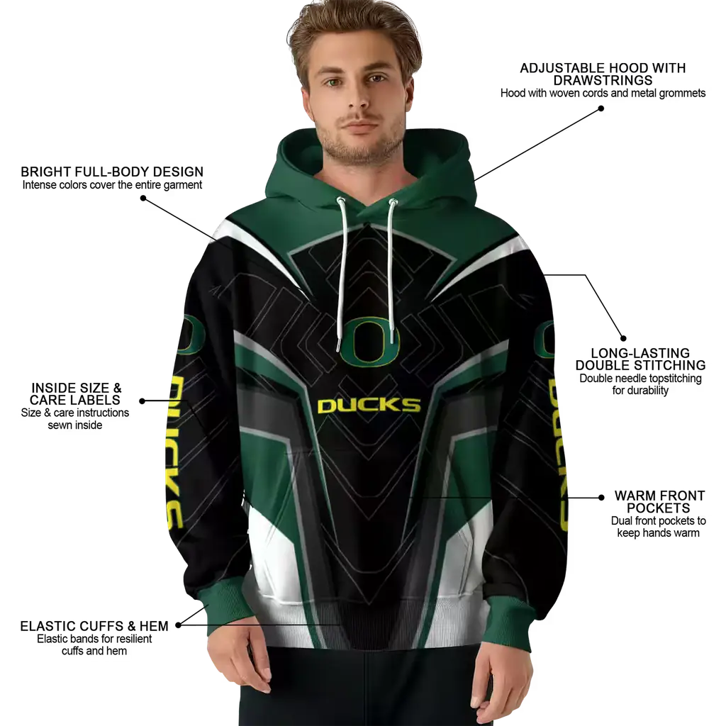 oregon ducks futuristic pattern green black hoodie latest model oregon ducks futuristic pattern green black hoodie latest model