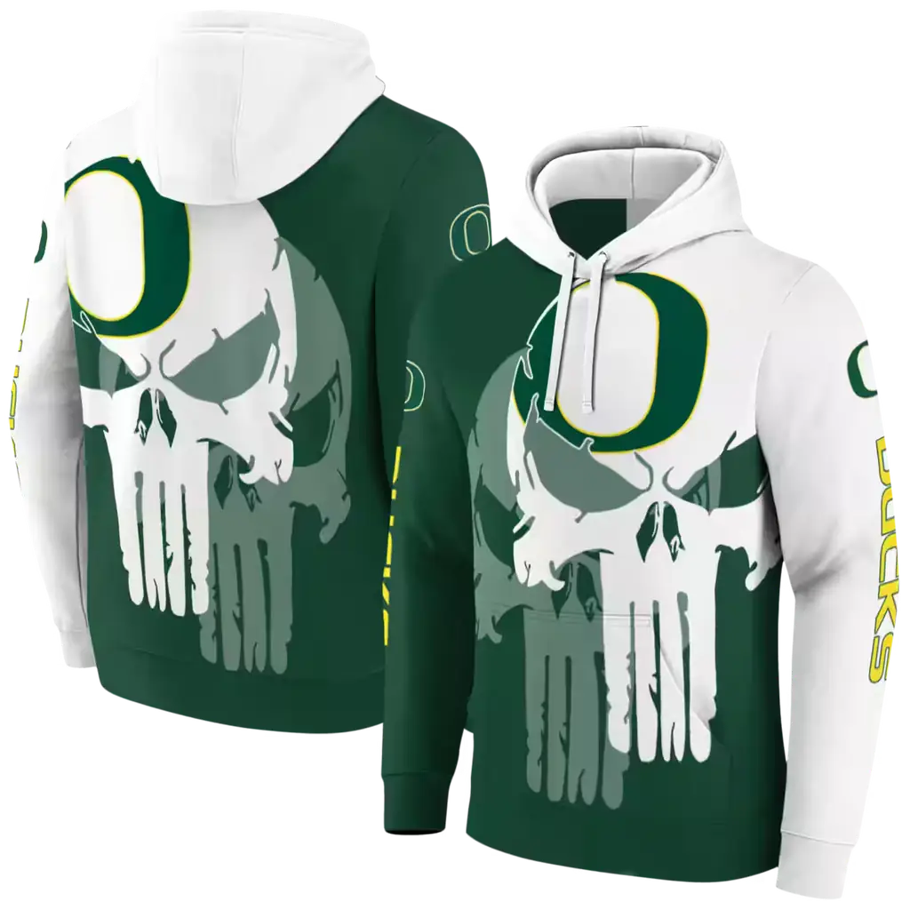oregon ducks graphic punisher green white hoodie fashion forward oregon ducks graphic punisher green white hoodie fashion forward