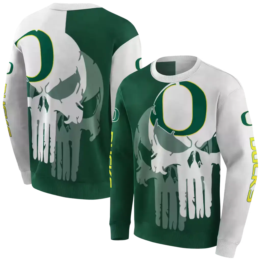 oregon ducks graphic punisher green white hoodie premium grade oregon ducks graphic punisher green white hoodie premium grade