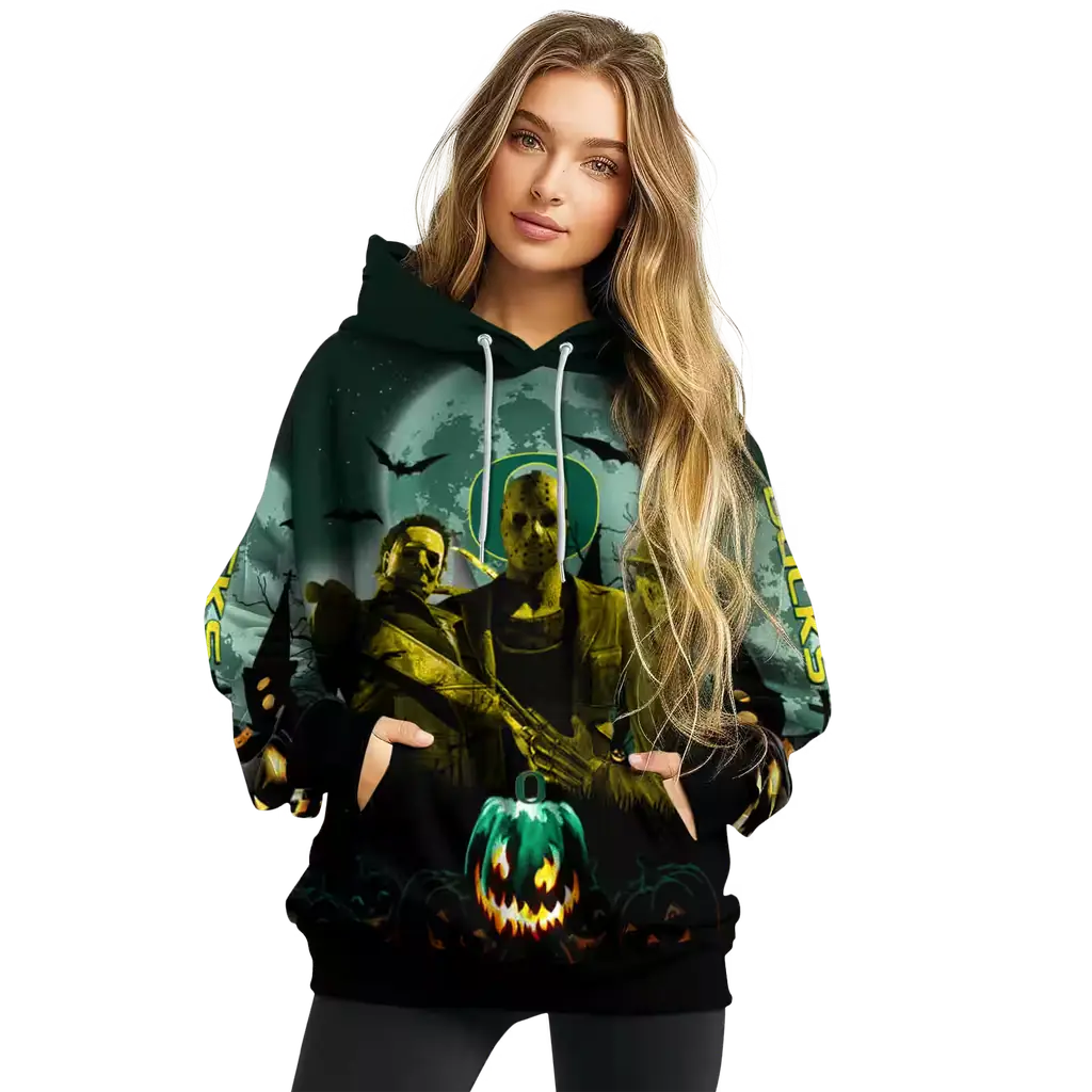 oregon ducks halloween vibes green black hoodie high quality oregon ducks halloween vibes green black hoodie high quality