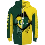 oregon ducks heartbeat graphic green hoodie best selling