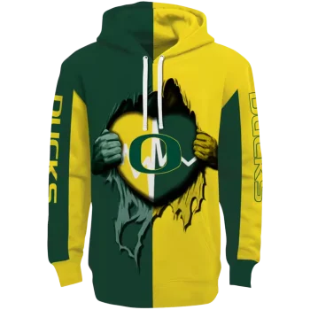 oregon ducks heartbeat graphic green hoodie best selling