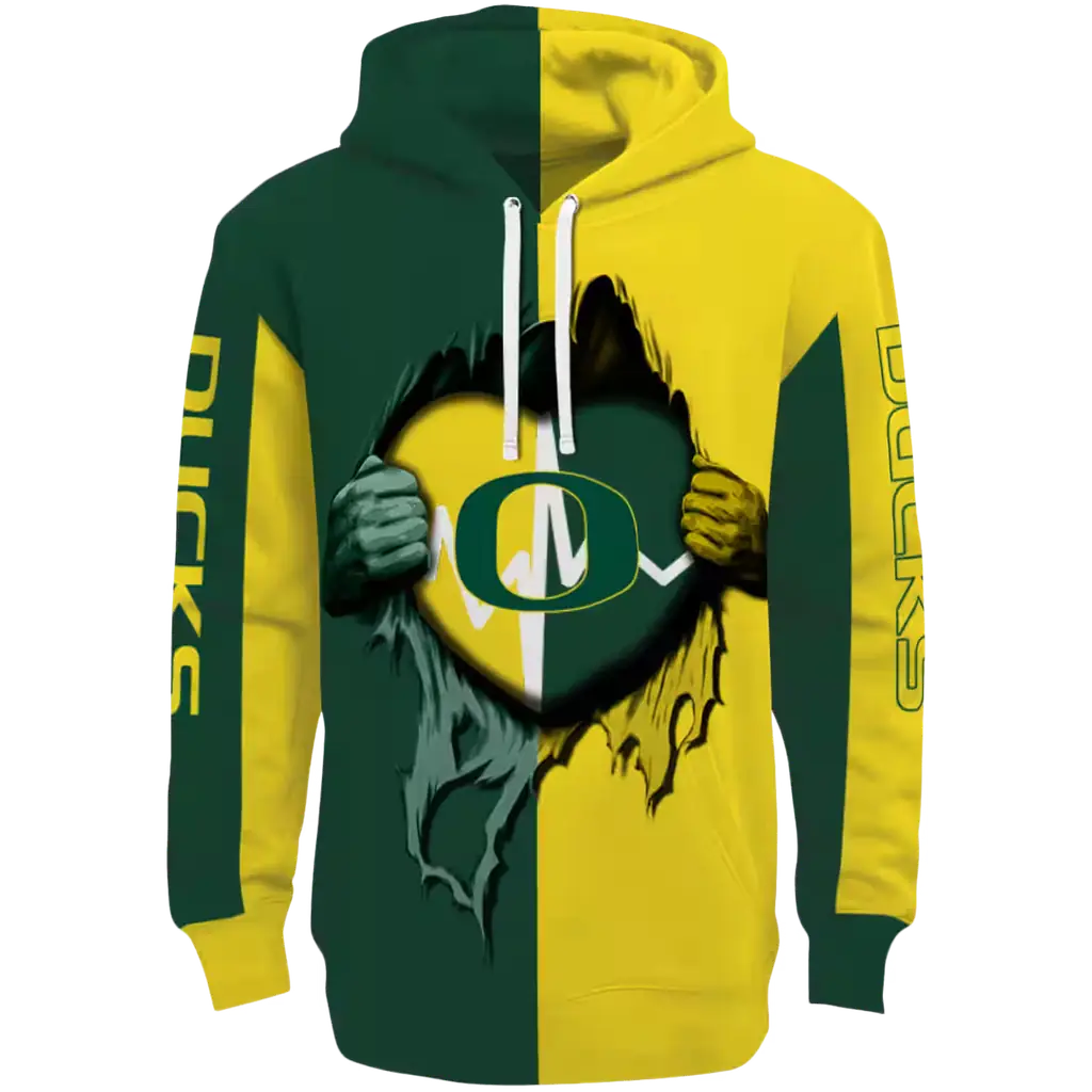oregon ducks heartbeat graphic green hoodie best selling oregon ducks heartbeat graphic green hoodie best selling