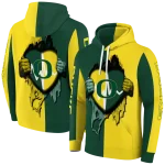 oregon ducks heartbeat graphic green hoodie best selling