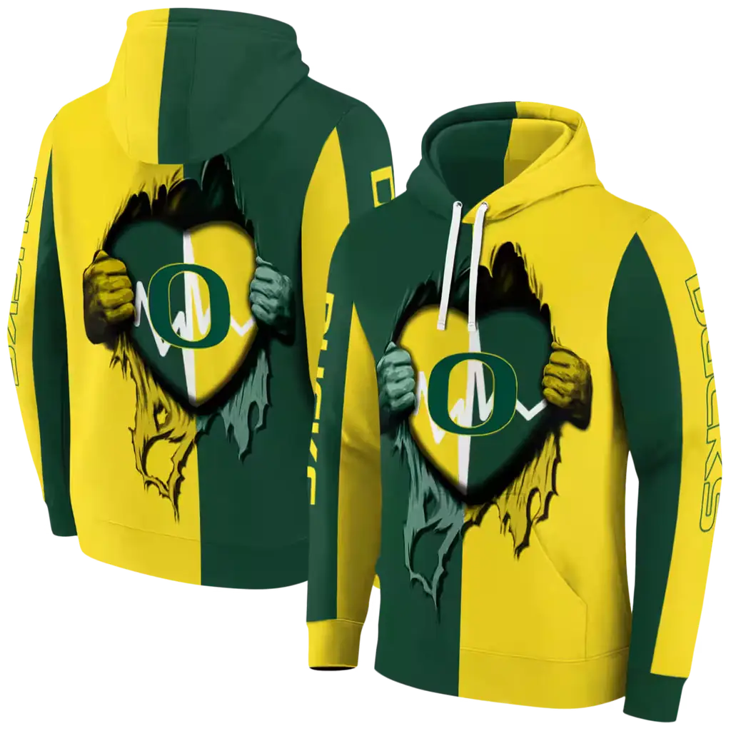 oregon ducks heartbeat graphic green hoodie fashion forward oregon ducks heartbeat graphic green hoodie fashion forward