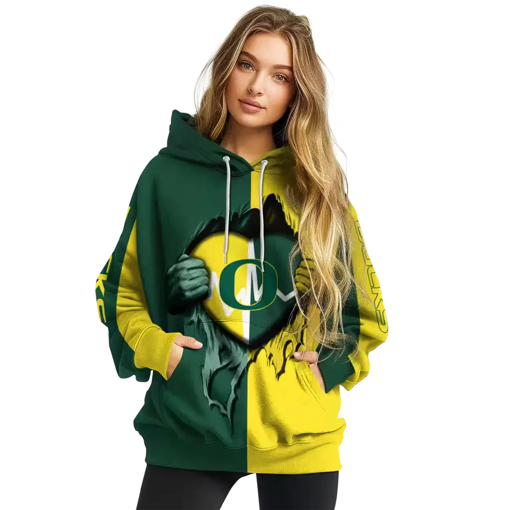 oregon ducks heartbeat graphic green hoodie high quality oregon ducks heartbeat graphic green hoodie high quality