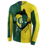 oregon ducks heartbeat graphic green hoodie best selling