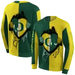 oregon ducks heartbeat graphic green hoodie best selling