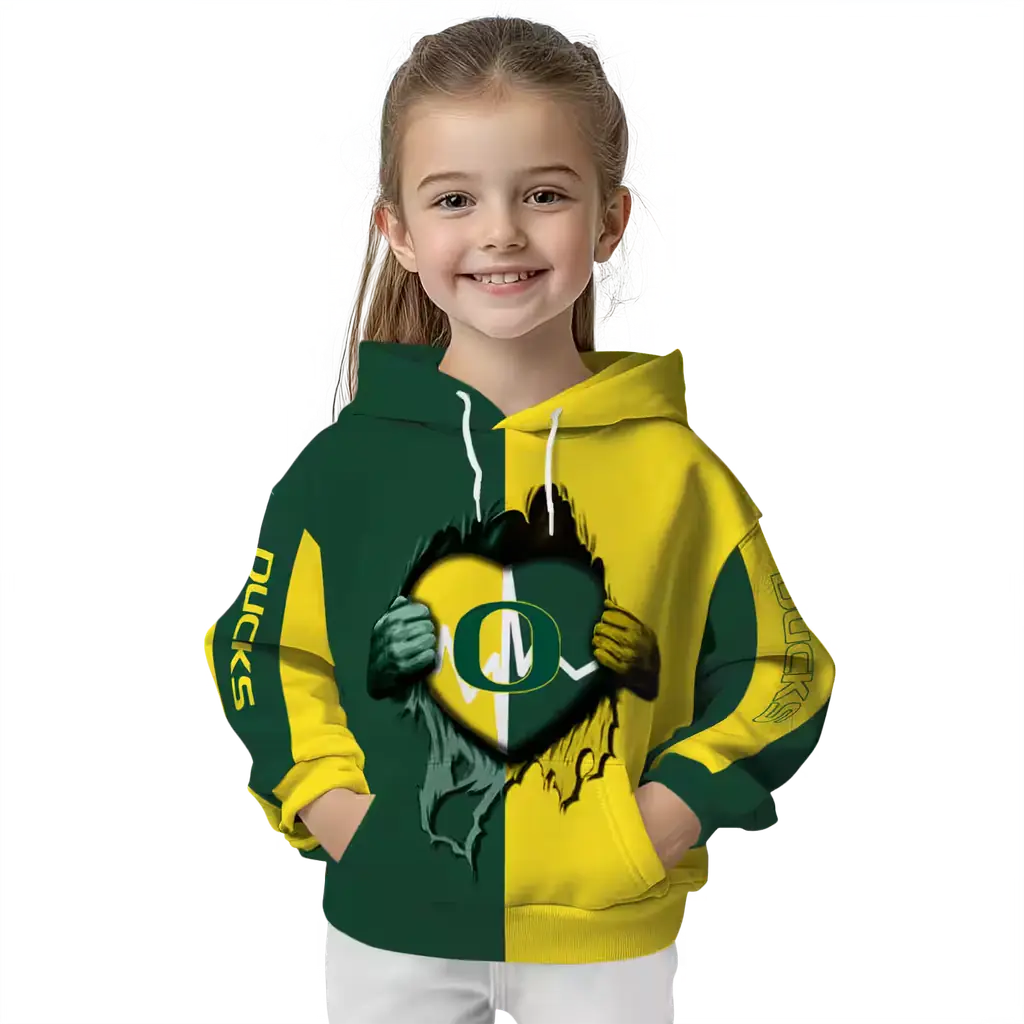 oregon ducks heartbeat graphic green hoodie top rated oregon ducks heartbeat graphic green hoodie top rated