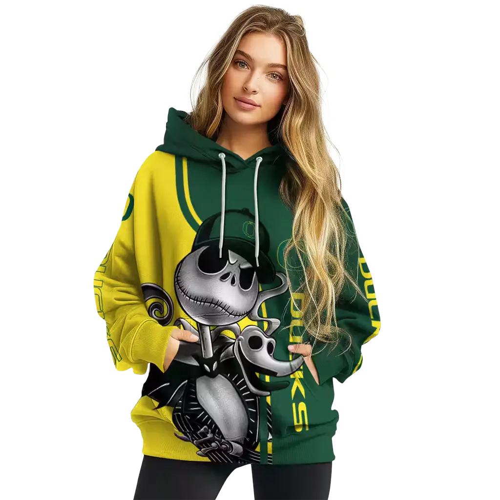 oregon ducks jack skellington green hoodie high quality oregon ducks jack skellington green hoodie high quality