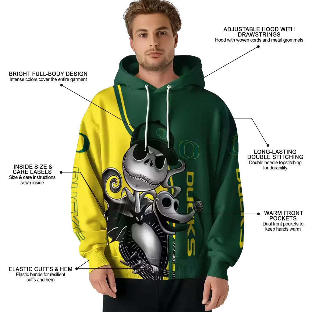 oregon ducks jack skellington green hoodie latest model oregon ducks jack skellington green hoodie latest model