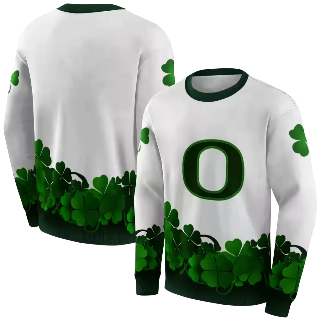 oregon ducks lucky motif white green hoodie premium grade oregon ducks lucky motif white green hoodie premium grade