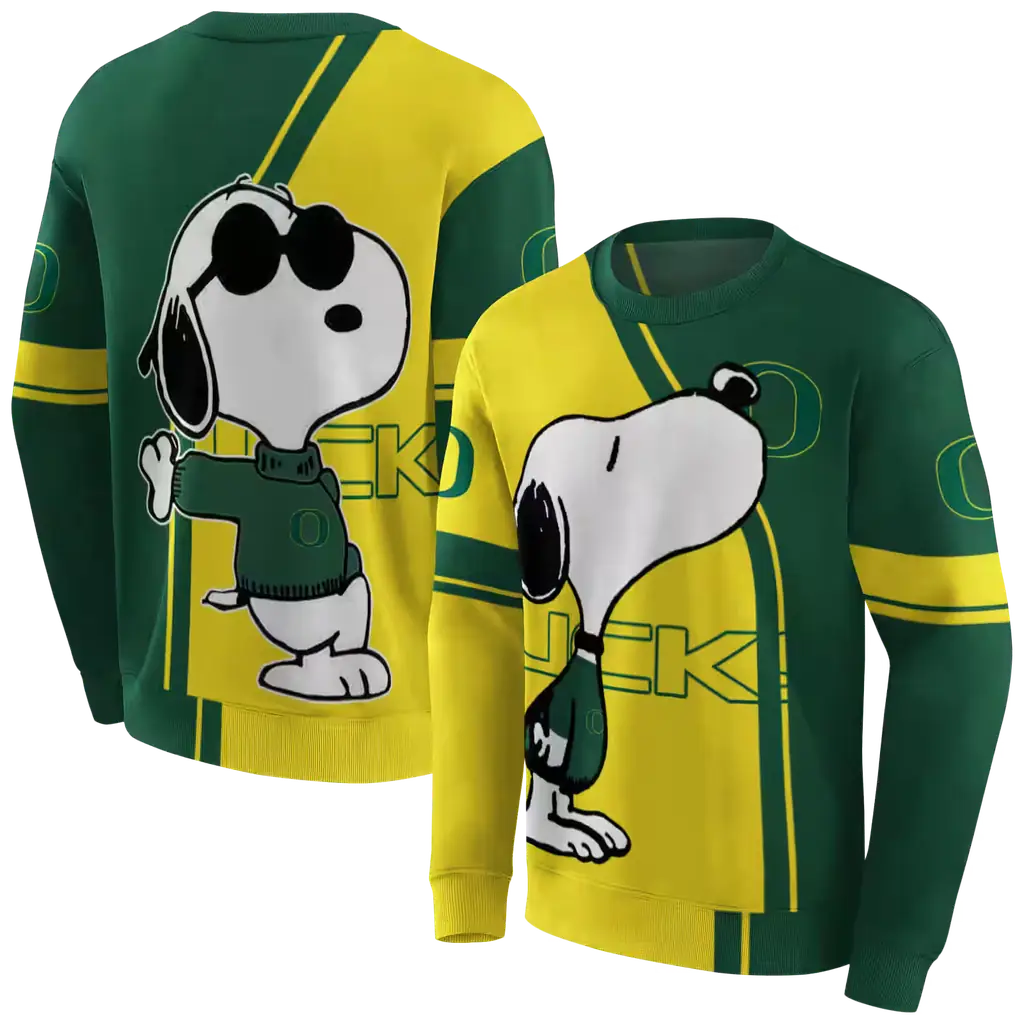 oregon ducks playful snoopy green hoodie premium grade oregon ducks playful snoopy green hoodie premium grade