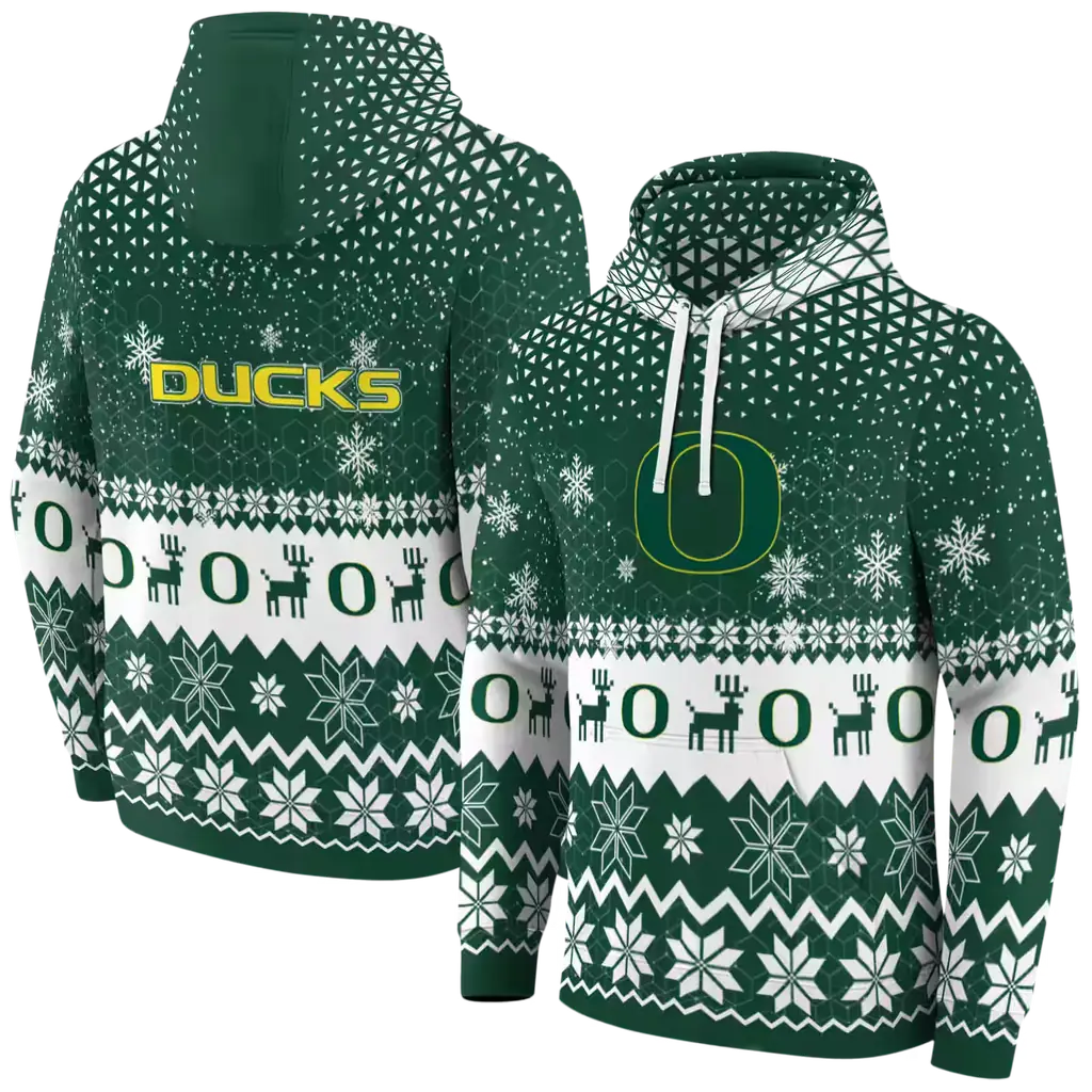 oregon ducks reindeer motif green hoodie fashion forward oregon ducks reindeer motif green hoodie fashion forward