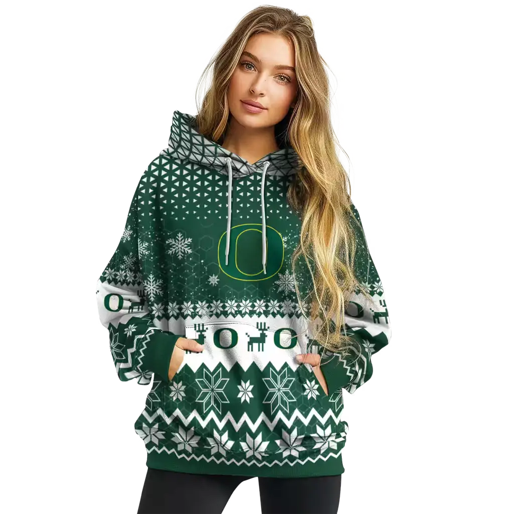 oregon ducks reindeer motif green hoodie high quality oregon ducks reindeer motif green hoodie high quality