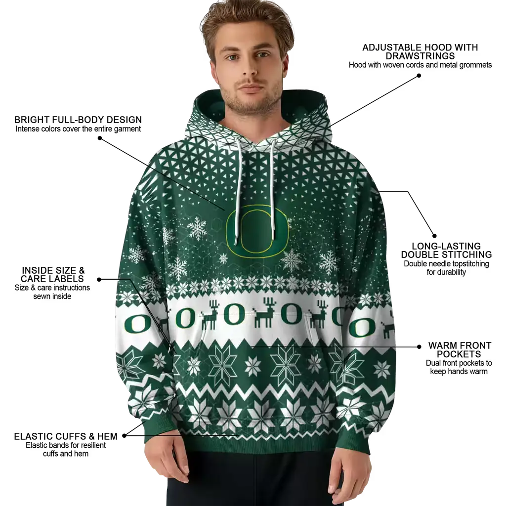 oregon ducks reindeer motif green hoodie latest model oregon ducks reindeer motif green hoodie latest model