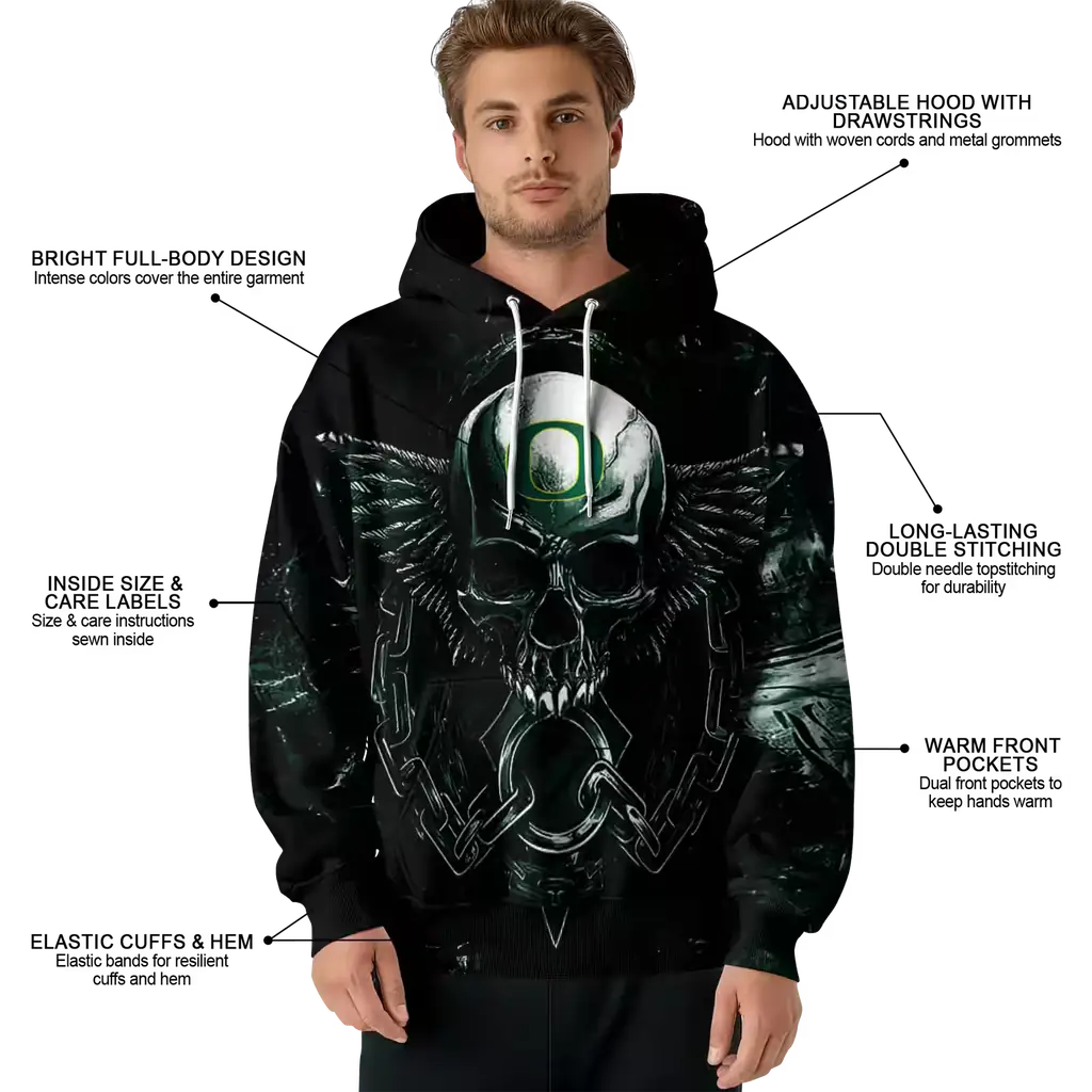 oregon ducks skull artwork green black hoodie latest model oregon ducks skull artwork green black hoodie latest model