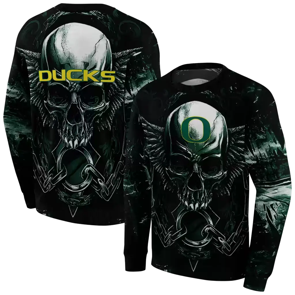 oregon ducks skull artwork green black hoodie premium grade oregon ducks skull artwork green black hoodie premium grade